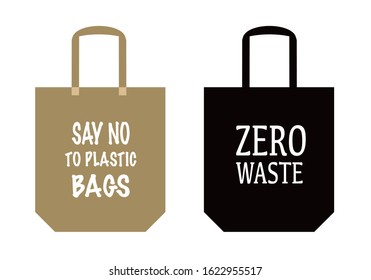 Reusable grocery eco tote bag. Zero waste and say no to plastic bag concept vector illustration.