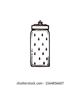 Reusable hand drawn bottle isolated on white background. No plastic and zero waste concept
