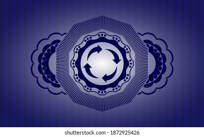 icono reutilizable dentro del emblema de color azul. fondo lujoso de estilo bar. Ilustración artística. 