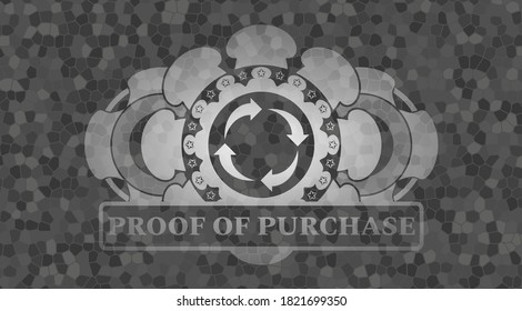 reusable icon and proof of purchase text grey stone wall realistic emblem. Rock classic background. Artistic illustration. 
