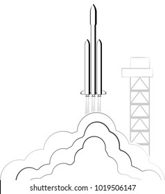Reusable launch rockets into space. Rocket return to earth. USA reusable rocket in space