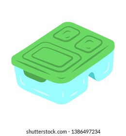 Reusable lunch box flat design long shadow color icon. Zero waste swap. Environmentally friendly , disposal material. Food storage container. Plastic food packaging. Vector silhouette illustration