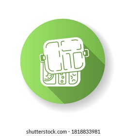 Reusable lunch box green flat design long shadow glyph icon. Convenient food container. Zero waste, lunch break. School student, company worker accessory. Silhouette RGB color illustration