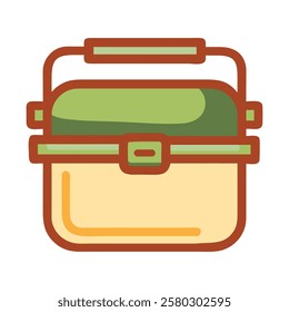 A reusable lunch box icon representing eco friendly food storage and sustainability