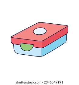 Reusable lunch Box. Sustainable lifestyle, zero waste, ecological concept. Vector illustration in cartoon style. Recycling, waste management, ecology, sustainability.