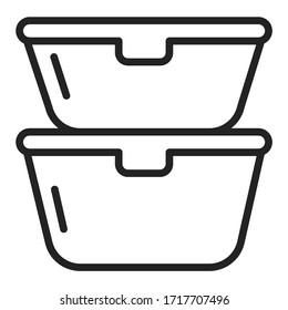 Reusable Lunchboxes Line Black Icon. Zero Waste Lifestyle. Metallic Containers For Food Storage. Outline Pictogram For Web Page, Mobile App, Promo.