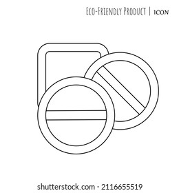 Reusable makeup sponges. Eco friendly product. Caring for the Earth. Vector line icon. Editable stroke