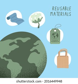 reusable materials ecological garment icons