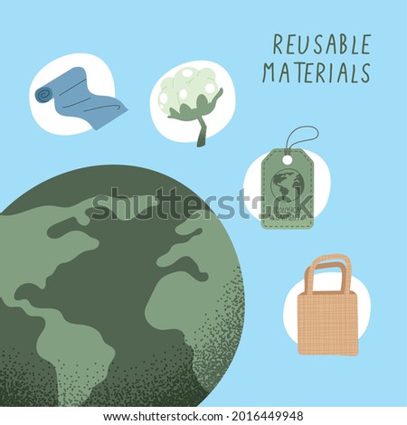 reusable materials ecological garment icons