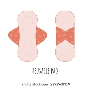 Reusable menstrual pads vector illustration. Zero waste woman hygiene period product. No plastic, sustainable concept