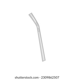 Reusable metal drinking straw for zero waste and plastic reduction concept, flat vector illustration isolated on white background. Eco-friendly steel cocktail straw.