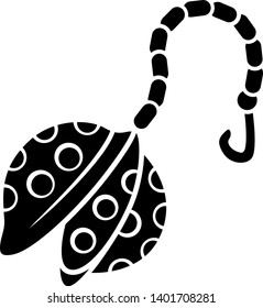 Reusable metal tea infuser glyph icon. Zero waste tea strainer, ball on chain. Eco-friendly disposable kitchen device. Silhouette symbol. Negative space. Vector isolated illustration