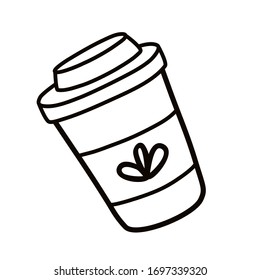 Reusable mug. A set of durable items and products for zero waste lifestyle. Simple vector illustration.