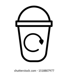 Reusable plastic cup icon. Simple design. Line vector. Isolate on white background.
