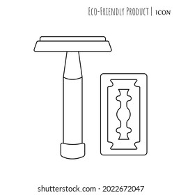 
Reusable razor icon. Eco friendly product. Editable stroke. Body care concept for man woman. Isolated vector