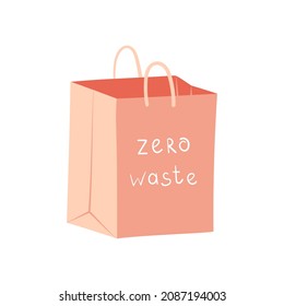 Reusable recyclable bag. Eco friendly shopper. Modern flat illustration isolated on white background