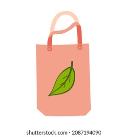 Reusable recyclable bag. Eco friendly shopper. Modern flat illustration isolated on white background
