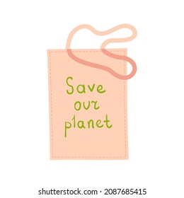 Reusable recyclable bag. Eco friendly shopper. Modern flat illustration isolated on white background
