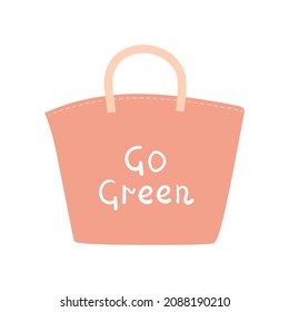 Reusable recyclable bag. Eco friendly shopper. Modern flat illustration isolated on white background