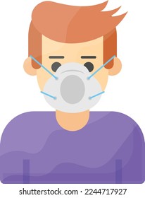 Reusable Respirator Parts vector color icon design, Environmental pollution symbol, Chemical Biological contamination sign, Pollutants stock illustration, Man wearing anti allergy mask concept