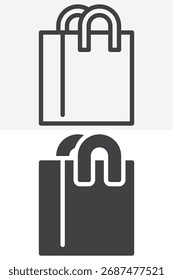 Reusable shopping bag different style icon pack. Line outline and solid icon, editable stroke vector sign and symbol. Outline and glyph versions for eco zero waste projects.