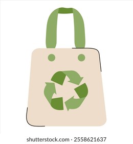 Reusable shopping bag featuring recycling symbol in simple design