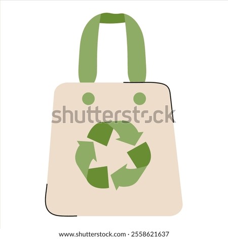Reusable shopping bag featuring recycling symbol in simple design