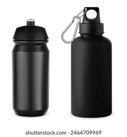 Reusable sport water bottle illustration. Camping water container illustration. Clean package design for identity and retail advertisement. Plastic bicycle drinking water equipment