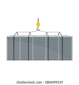 Reusable Steel Cargo Transporter for Shopping Logistics by Sea Vector Illustration