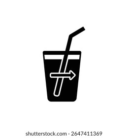 Reusable Straw in Glass Icon with Arrow Showing Sustainability