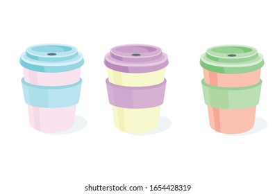 reusable takeaway cute colourful cup 