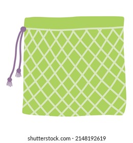 Reusable textile green bag element. Recycling plastic, zero waste and eco bottle and pack.