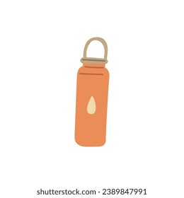 Reusable thermos mug, convenient to take with you. Cartoon ecology drink container. Zero waste lifestyle. No plastic reuse, reduce ecological concept. Vector isolated natural eco friendly coffee cup