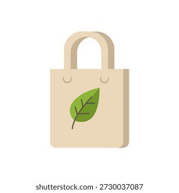 Bolso de mano reutilizable con el icono verde de la hoja para las compras respetuosas del medio ambiente