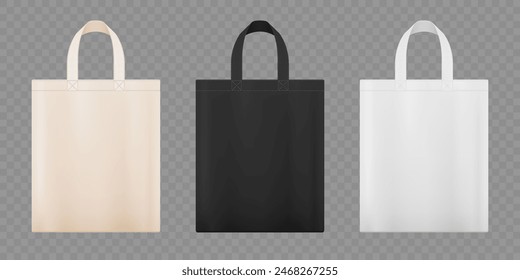 Reusable tote shopping bag. Mockup isolated on transparent background. Stock vector template