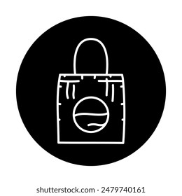 Reusable tote for shopping black line icon. Summer clothes. Vector isolated element. 