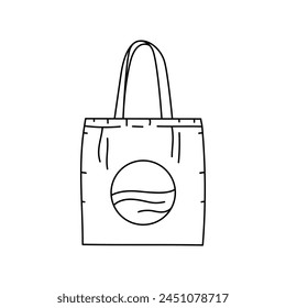 Reusable tote for shopping line color icon. Cotton eco bag sign for web page, mobile app, button, logo. Vector isolated button. Editable stroke.