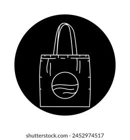 Reusable tote for shopping line color icon. Cotton eco bag sign for web page, mobile app, button, logo. Vector isolated button. Editable stroke.