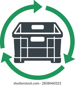 Reusable Transport Crate Circular Packaging and Logistics Icon.