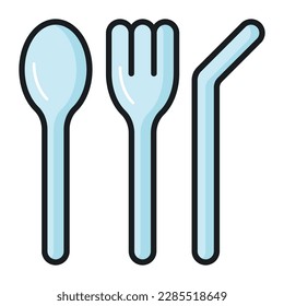 Reusable utensils vector design in modern style, isolated on white background