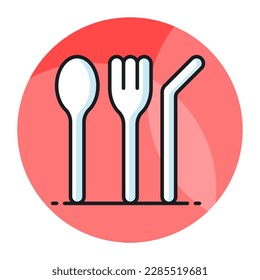 Reusable utensils vector design in modern style, isolated on white background