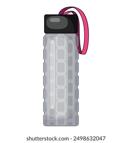 Botella de agua reutilizable con un diseño elegante con una correa de transporte rosa, perfecta para promover la hidratación