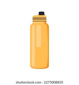 Reusable water bottle, sport equipment. Zero waste concept bottle. Vector hand drawn illustration, isolated vector icon. Recycle eco water cup. Cartoon icon isolated on white