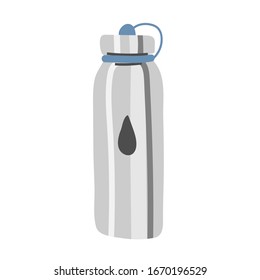 Botella de agua reutilizable. Concepto de basura cero. Ilustración dibujada a mano por vectores, icono vectorial aislado