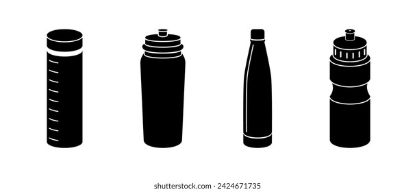Reusable water bottles bundle in vector