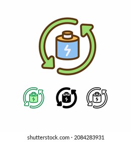 reutilizar el icono vectorial de la batería aislado en el fondo blanco. Icono de ecología. línea rellena, contorno, icono sólido. Los signos y símbolos se pueden utilizar para web, logotipo, aplicación móvil, interfaz de usuario, UX