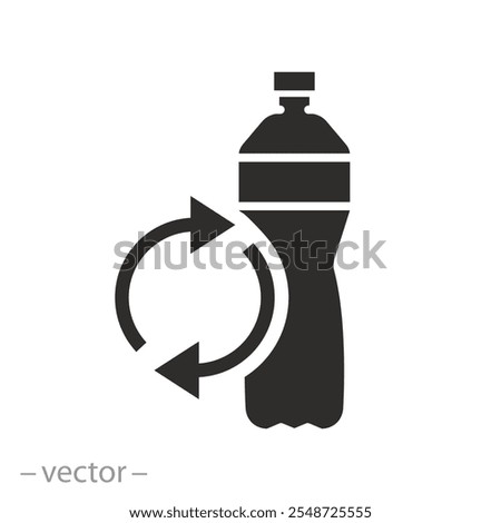 reuse bottle, recycle plastic trashused icon, recycle waste, save green ecology environment, flat vector illustration