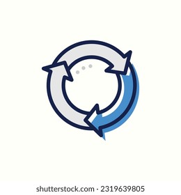 reuse icon, isolated blue icon in light background, perfect for blog, logo, graphic design, social media, UI, mobile app