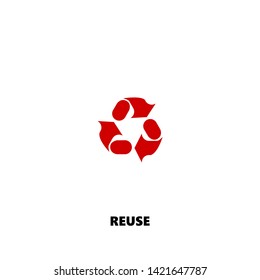 reuse icon. reuse vector design. sign design. red color
