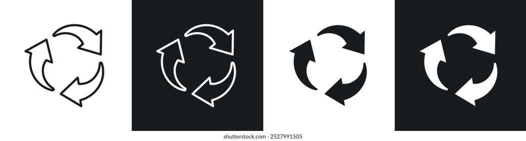 Reuse icon vector icon set black filled and outlined style.